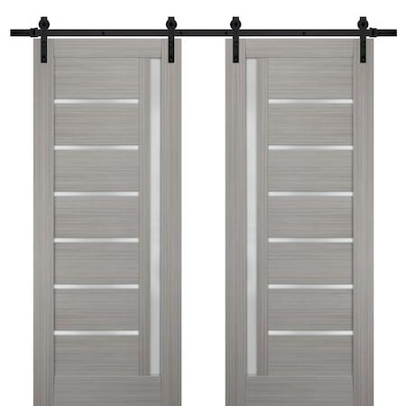 Sartodoors Double Barn Interior Door, 72" x 96", Gray QUADRO4088DB-SSS-7296